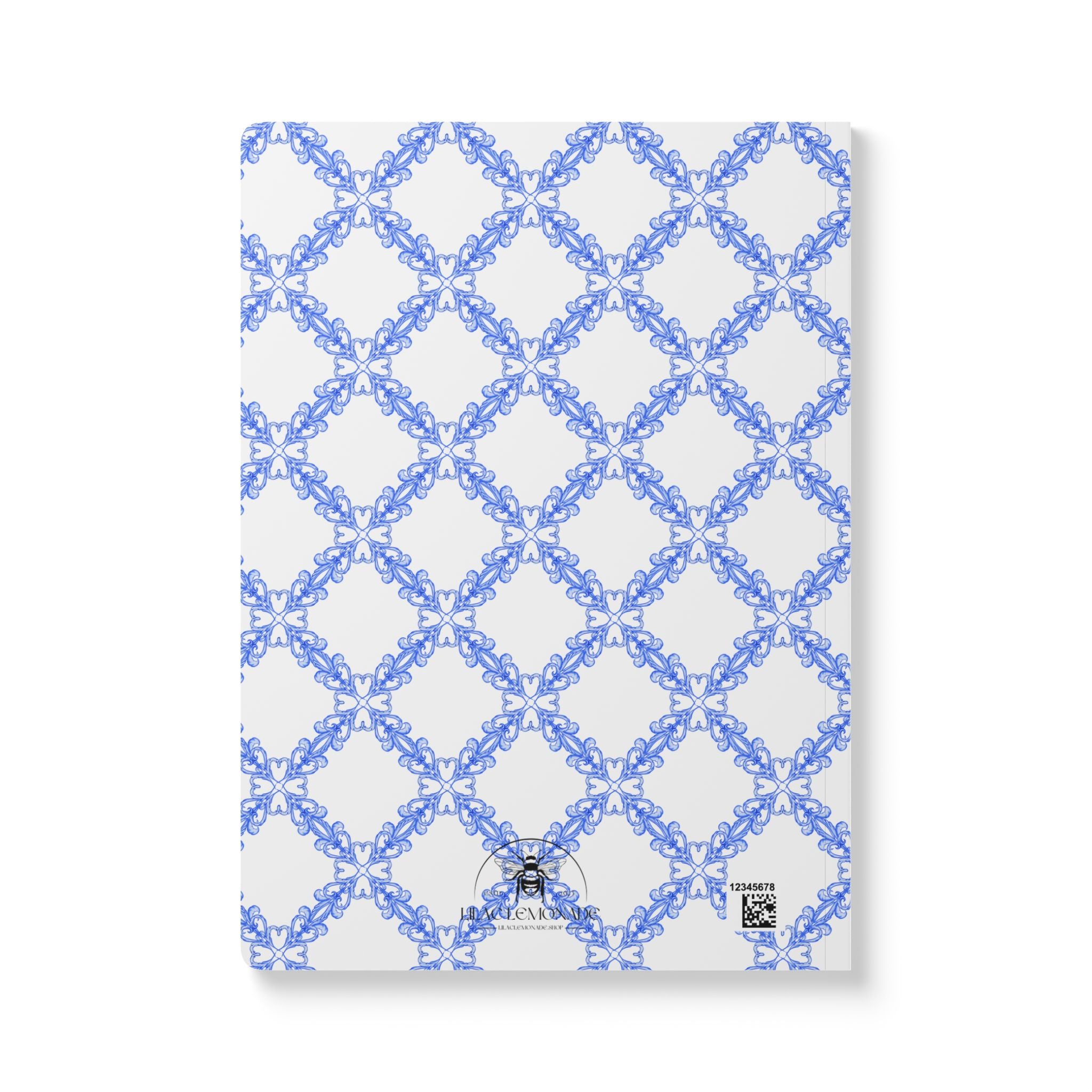 French Blue Lattice Softcover Journal