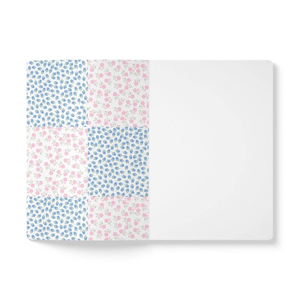 Pink & Blue Micro Floral Softcover Journal
